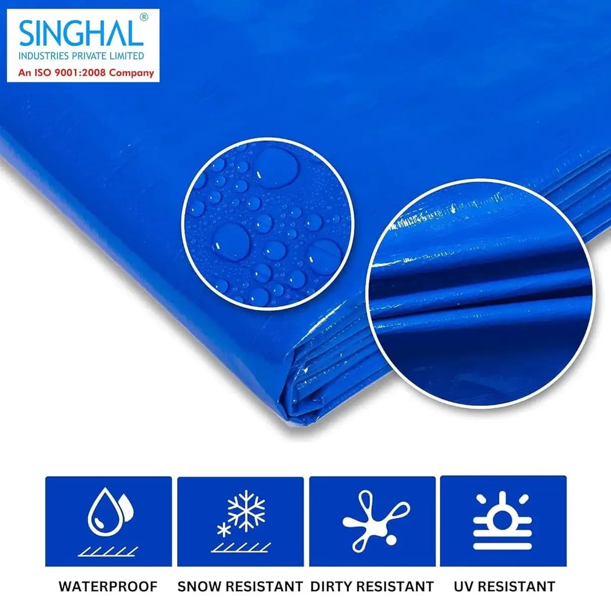 Singhal Blue Tarpaulin Sheet 170 GSM Heavy Duty Waterproof Tirpal - Image 5