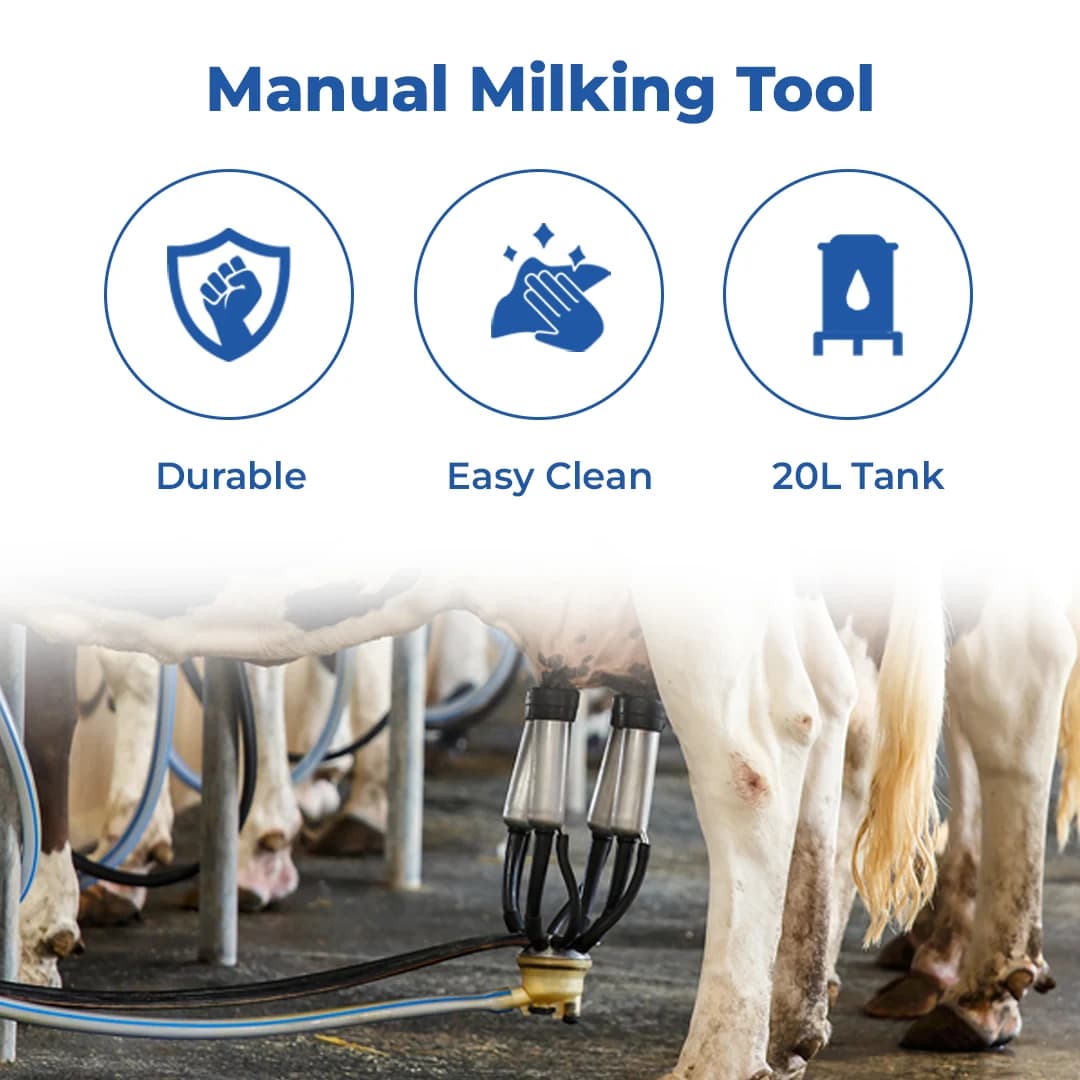 Vinspire 20 Litre Single Bucket Milking Machine, Stainless Steel Tank, 0.75 HP Motor - Image 3