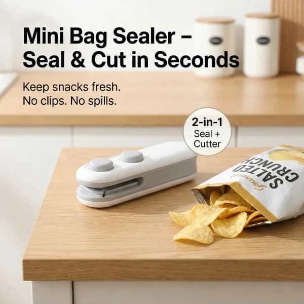 2 In 1 Mini Bag Sealer & Cutter, USB Rechargeable Food Storage Sealer - Image 2