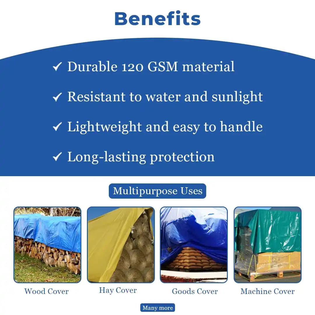 TUFFPAULIN - 120 GSM Tarpaulin (Tirpal, Tadpatri, Tharpai) Thadika Resistant, 100% Waterproof With 6 Layer MLCL 3D Rib Technology. - Image 4