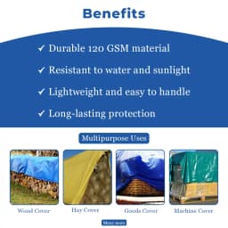 TUFFPAULIN - 120 GSM Tarpaulin (Tirpal, Tadpatri, Tharpai) Thadika Resistant, 100% Waterproof With 6 Layer MLCL 3D Rib Technology. 4