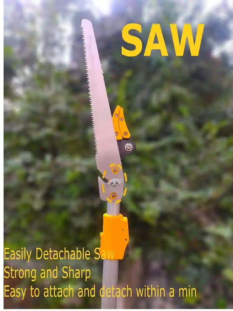 Lightweight Aluminum Telescopic Long Reach (10 Feet) Cut and Hold Pruner with Saw - Image 3
