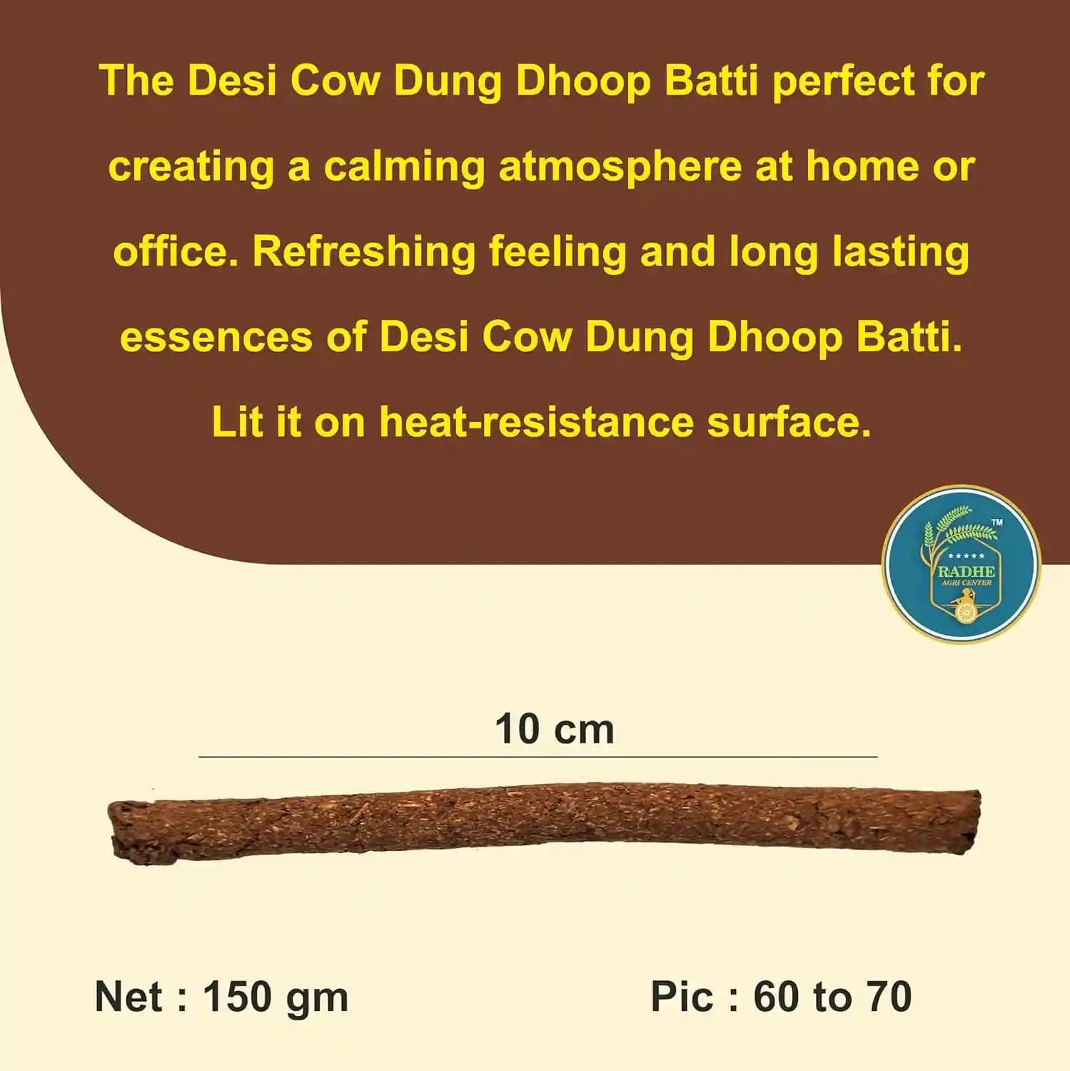 Radhe Desi Cow Dung Dhoop Batti, 100% Organic Incense Sticks for Pooja, Hawan And Mosquito Repellent (60-70 Pcs) - Image 7