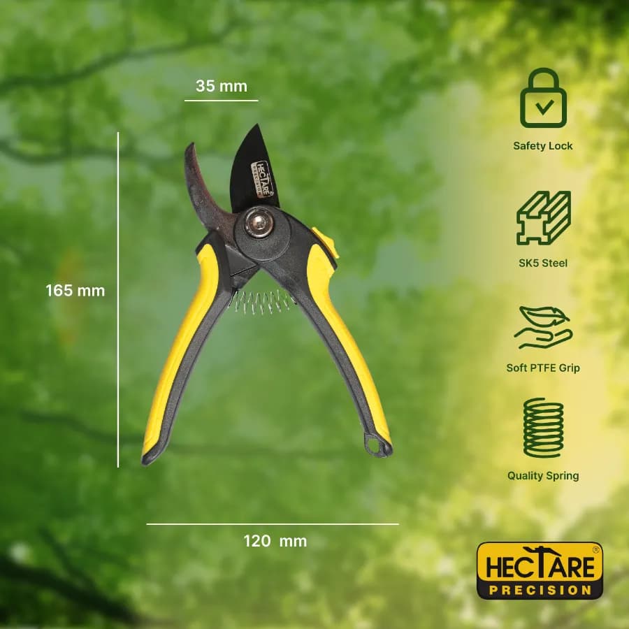 Hectare Precision Garden Pruning Secateur (Bypass Pruner), Plant Cutter For Home Garden, Ensures Smooth And Clean Cuts For Green And Soft Branches. - Image 3