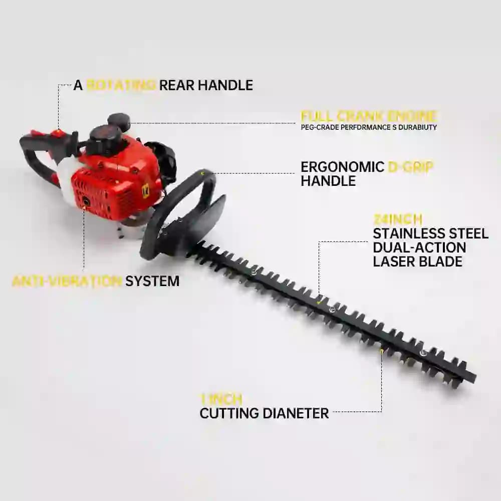Neptune HT-600 Hedge Trimmer, Powerful 2 Stroke, 26CC Petrol Engine, 24 Dual Serrated Blade, 7500 RPM, 1 Cutting Diameter, Anti-Vibration System - Image 7