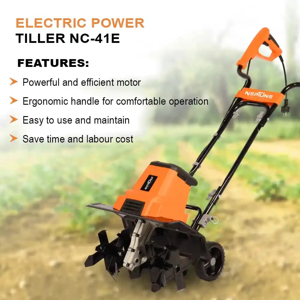 Neptune NC-41E 1500W Electric Portable Mini Garden Tiller with 6 Blades, Flexible Working Width 45cm, Depth 22cm, Ideal for Soil Preparation & Tilling - Image 6