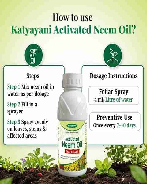 ಕಾತ್ಯಾಯನಿ ಡಾ. ನೀಮ್ ಆಯಿಲ್ 1500 ppm, ನೈಸರ್ಗಿಕ ಸಸ್ಯ ರಕ್ಷಣಾ ಪರಿಹಾರ, ಹಣ್ಣುಗಳ ಮೇಲೆ ಬಳಕೆ - Image 5