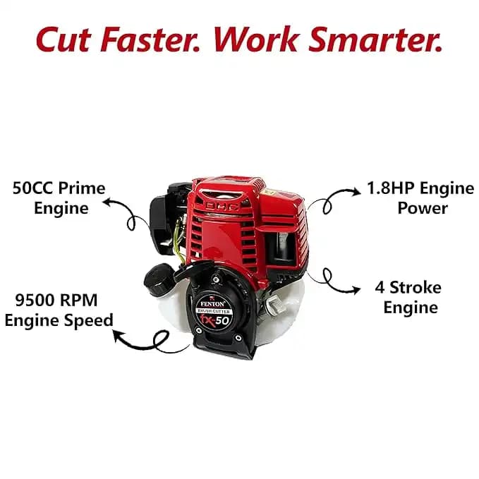Fenton Krishi FTK-SP-50 3IT Brush Cutter With 80T Blade, 3T Blade, Tap n Go Trimmer Head, 50CC and 4 Stroke Engine - Image 2