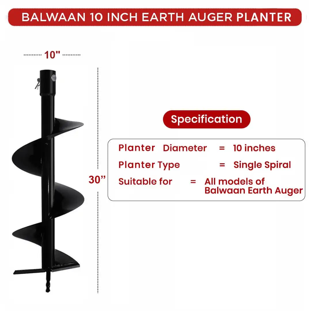 Balwaan PT-10 Single Spiral Earth Auger Planter, 10 Inch Width, Heavy-Duty, Durable And Rust-Resistant - Image 5