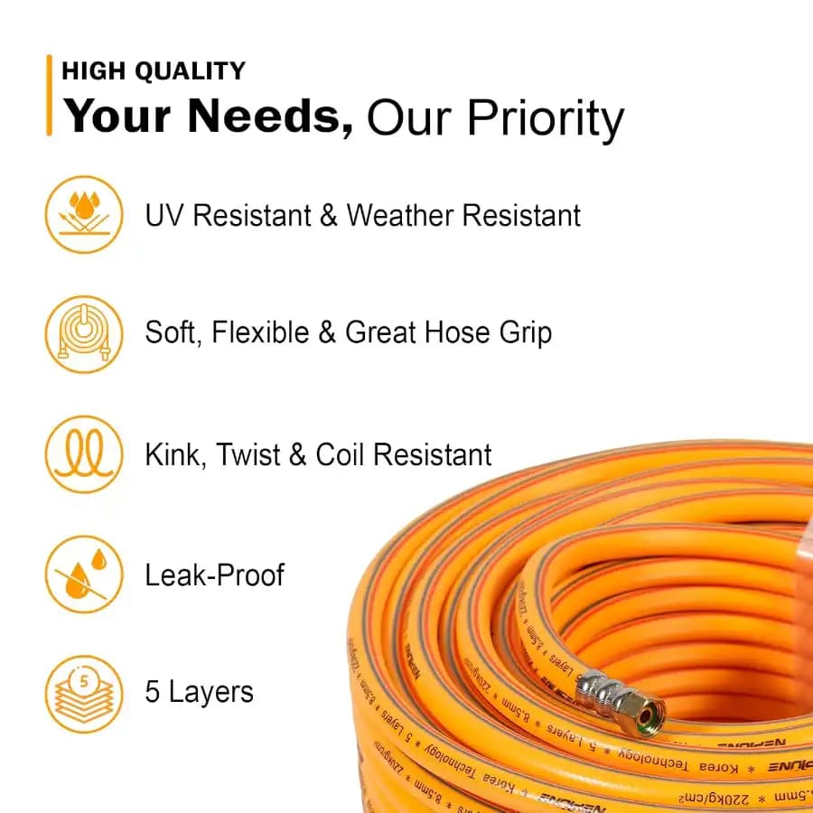 Neptune 10 MM-100 MTR Heavy Duty 5 Layered PVC High Pressure Hose Pipe, Korean Technology, Ideal for Agriculture - Image 3