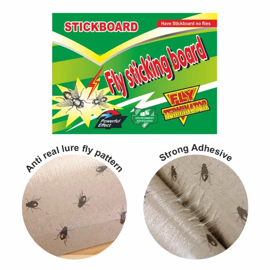 Green Revolution Stickboard Fly Catcher, Highly Effective, Non-Toxic, Long-Lasting Fly Glue Trap For Home Use (Pack of 10) - Image 2