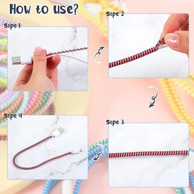 Flexible Spiral Cable Protector Sleeve, Ideal For Home, Office & Travel - Image 2