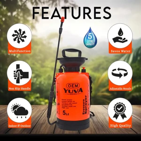 OEM Multipurpose 5L Capacity Garden Sprayer, Heavy-Duty Manual Pump For Spraying Pesticides, Herbicides, And Fertilizers - Image 4