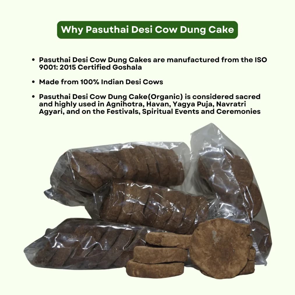 Pasuthai Desi Cow Dung Cake, Use For Agnihotra, Havan, Yagya Puja, Navratri Agyari, Cultural, Spiritual Events - Image 9
