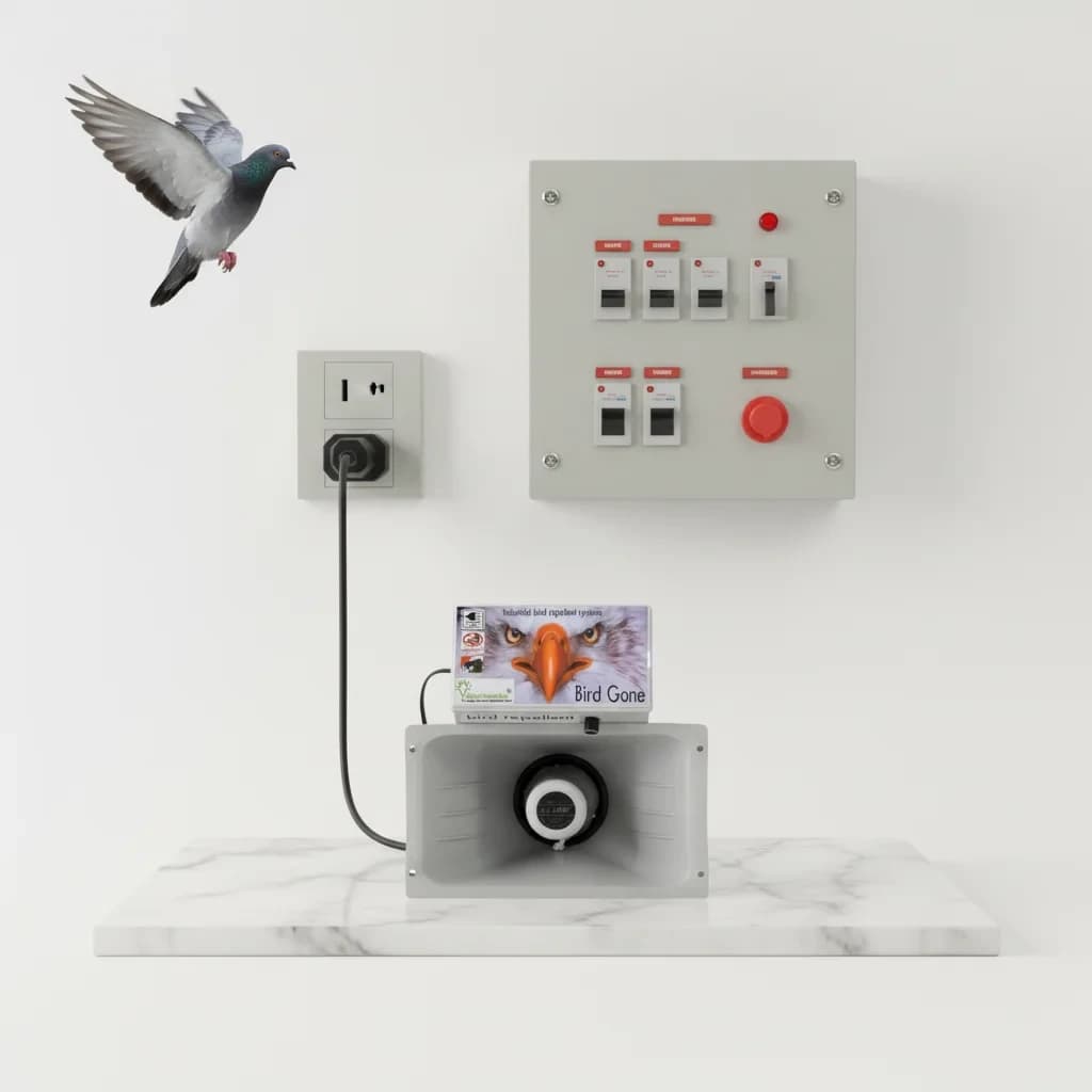 Shyam Industrial Ultrasonic Bird Repellent System, Waterproof, Electric, Loud Sound Device For Pigeons, Bats And Crows (5000 Sq. Ft) - Image 3