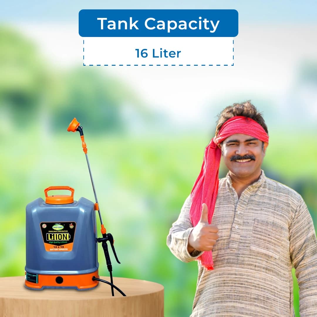Pad Corp Li-Ion Lithium Battery Sprayer 12 Volt x 14 Amp, 1 Year Battery Warranty, Light Weight, 4.5 LPM Copper Motor, 16 Ltr Tank, Digital Volt Meter - Image 5