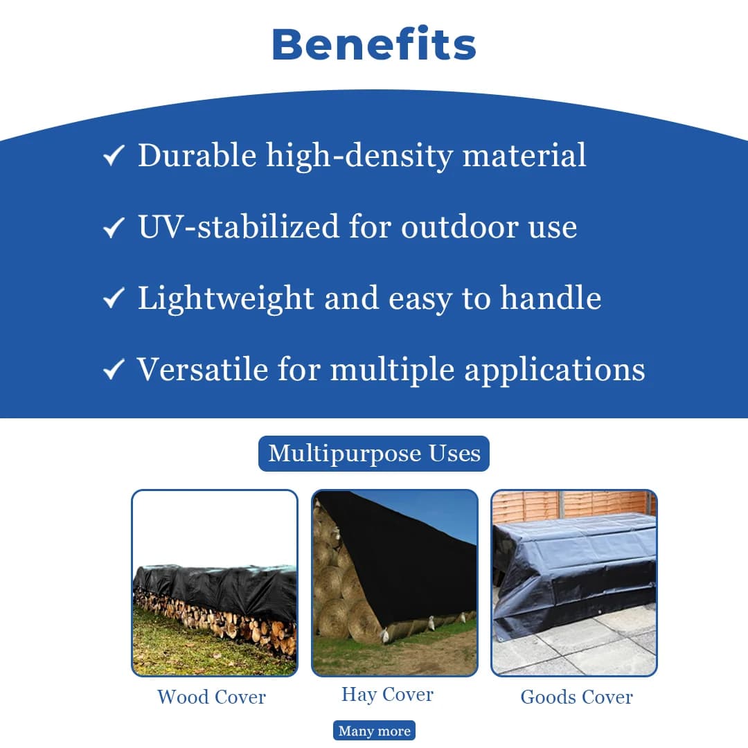 Black HDPE 175 GSM Heavy Duty Plastic Tarpaulin, Tirpal, Tadpatri for Multipurpose, Strong and Long Lasting Product - Image 4