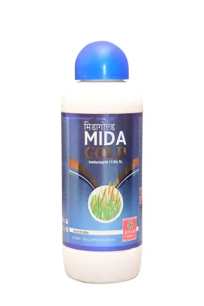 Startek Chemicals Midagold Imidacloprid 17.8% SL. Best Result Against Aphid, Whiteflies, Jassid, Thrips, Brown plant hopper, Green leaf hopper - Image 1