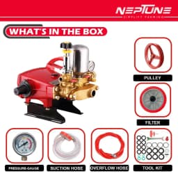 Neptune HTP-Silver Triplex Sprayer Pump, 14-22 L-min Output, High Pressure Tractor-Mounted Sprayer Pump For Fertilizer And Car Wash Solutions 4