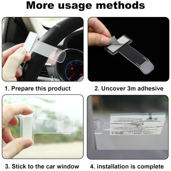 Fastag Windscreen Ticket Holder Clip For Car - Transparent (2 Pcs) - Image 3