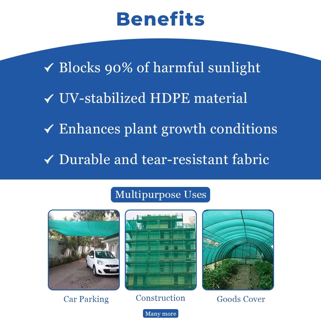 मिपाटेक्स गार्डन शेड नेट 90% यूवी स्थिर सूर्य संरक्षित ग्रीन हाउस, फूलों और पौधों को हरा रखें, बहुउद्देश्यीय लंबे समय तक चलने वाली सामग्री. - Image 3