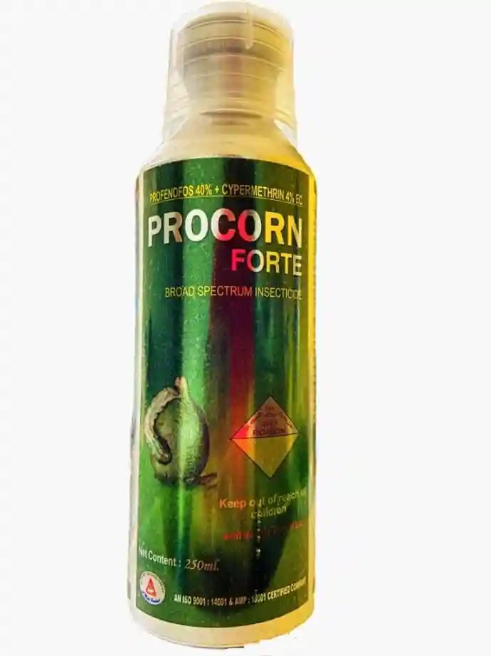Katyayani Procorn Forte - Profenofos 40% + Cypermethrin 4% EC Insecticide for Plants Agriculture Use & Garden for Worm Caterpillar Leaf Folder etc.