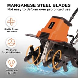 Neptune NC-41E 1500W Electric Portable Mini Garden Tiller with 6 Blades, Flexible Working Width 45cm, Depth 22cm, Ideal for Soil Preparation & Tilling 2