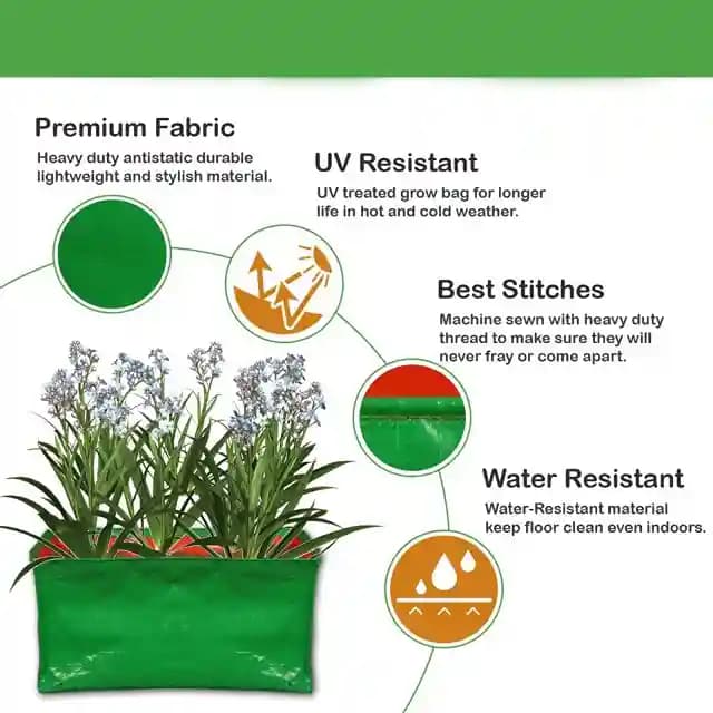 GARDECO 360 GSM HDPE UV Treated Heavy Duty Rectangle Type Grow Bags for Vegetable, Flower Plants - Image 4