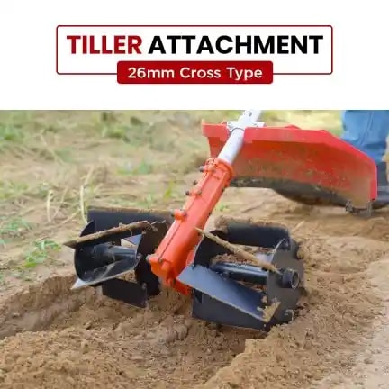 Balwaan Tiller Attachment For Brush Cutter, 26mm Cross Type Weeder In Fruits And Vegetables