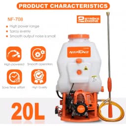 Neptune Model-708 Knapsack Power Sprayer, 2-Stroke 26CC Petrol Engine, 20L Tank, 2 Types Spray Guns Included, Ideal for Farming, Agriculture & Garden 5