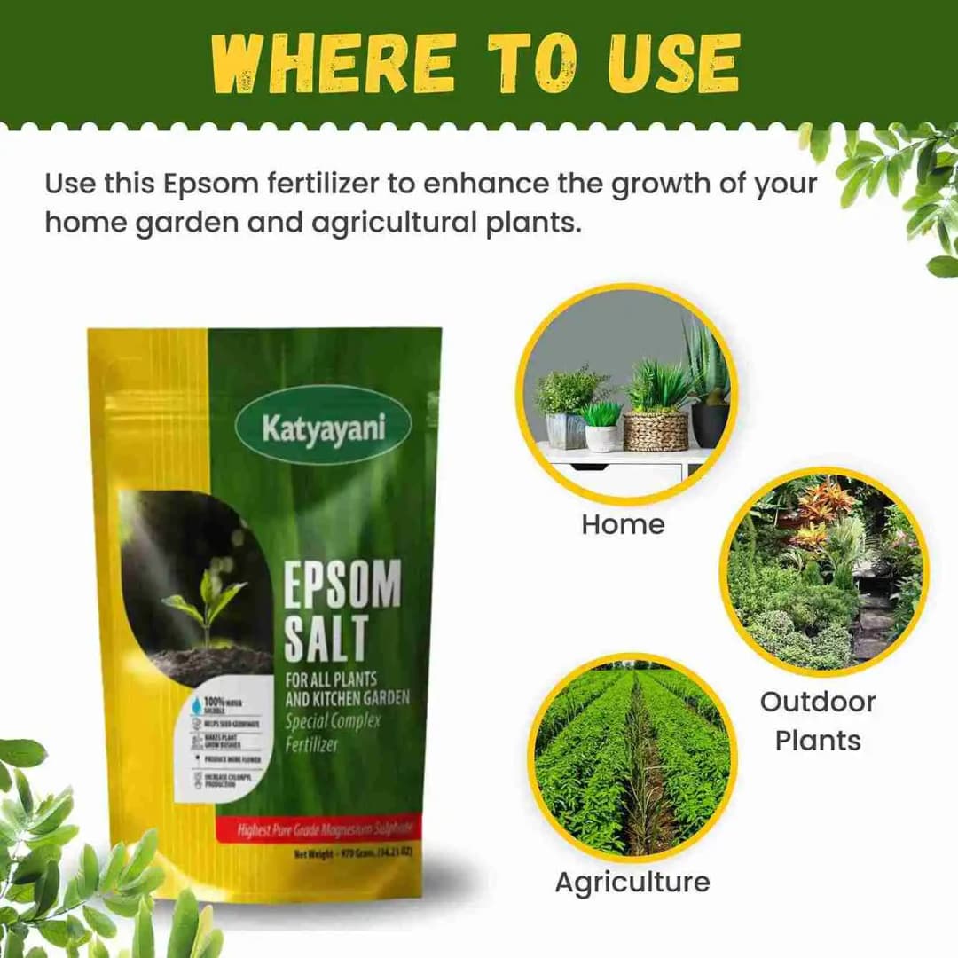 Katyayani Epsom Salt (Magnesium Sulphate) Micro-Nutrient for Plants & Vegetables, Water Soluble Plant Fertilizer - Image 3