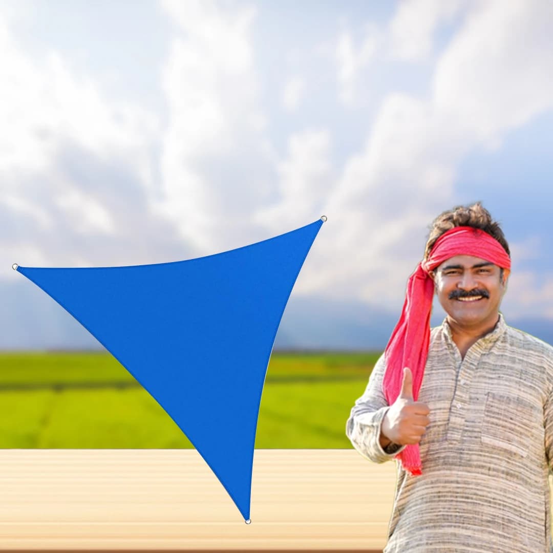 सन शेड पाल, यूवी स्थिर सामग्री (आकार-त्रिकोण, रंग-नीला) आकार: (16 x 16 x 16 फीट) - Image 5