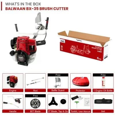 Balwaan BX 35 Brush Cutter, 35cc 4 Stroke Petrol Engine, Side Pack Crop Cutter Machine - Image 6