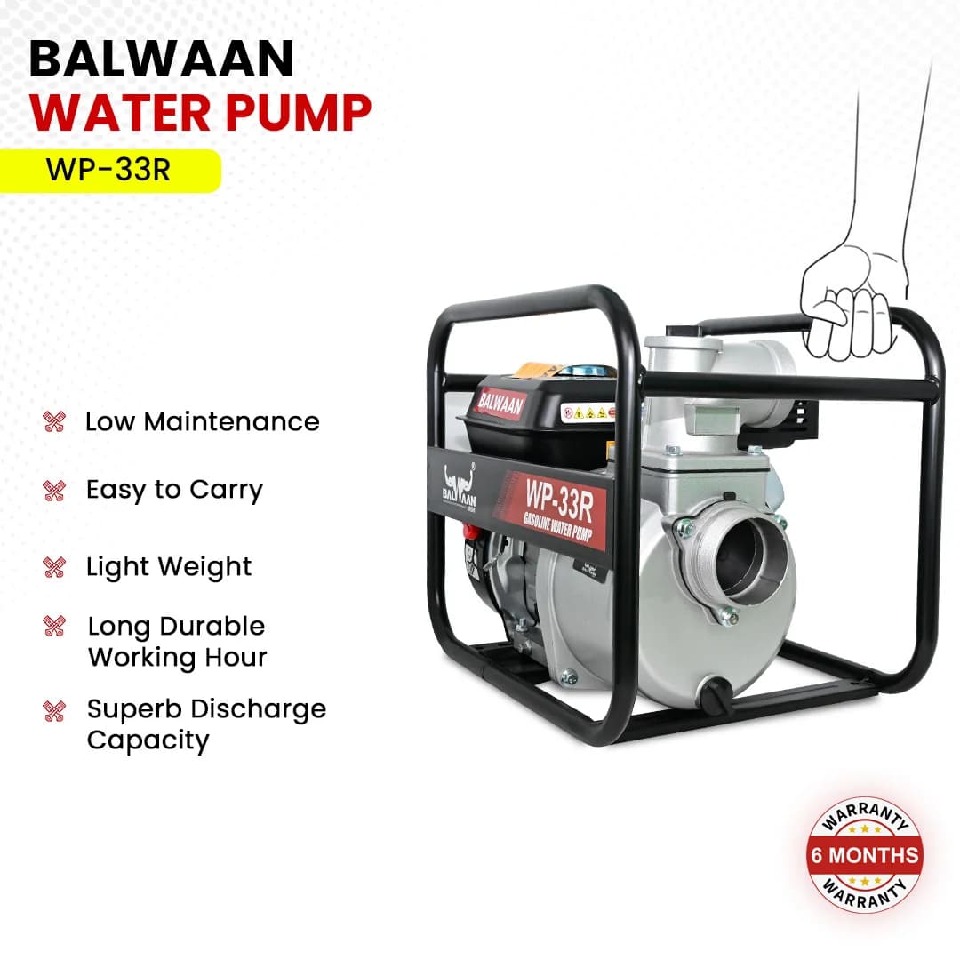 Balwaan WP 33R Water Pump, 3 Inch Outlet, 7 HP Powerful Petrol Engine 4 Stroke, Use For Irrigation and Agriculture Farming - Image 9