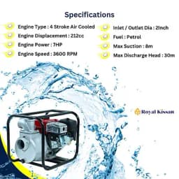 Royal Kissan Premium Quality Portable Water Pump 2 Inch, RK-WP-P02 With 7hp 4-Stroke Engine 6