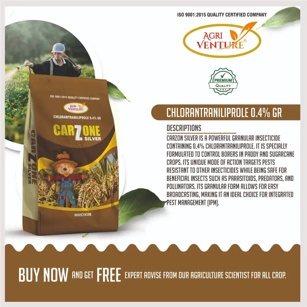 Agriventure CARZONE SILVER Chlorantraniliprole 0.4% GR Insecticide, Highly Effective Granular For Paddy And Sugarcane - Image 2