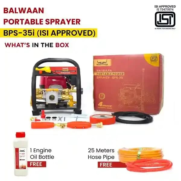 Balwaan BPS-35i ISI Marked Portable Sprayer with 25 Mtr Hose Pipe, 4 Stroke 35CC Engine, Less Fuel Consumption - Image 5