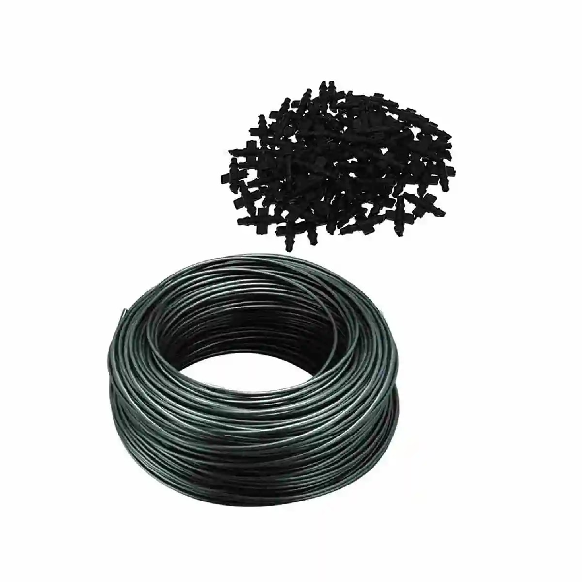 Siddhi Plastic Drip Irrigation Pin Connectors (120 Pcs) and Drip Irrigation Garden Watering Plants Feeder Line Pipe 4mm, 100 Mtr Length