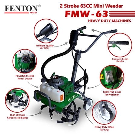 Fenton Krishi FMW-63 Mini Weeder, 63-CC, 2-Stroke, 3HP Engine, 1.72 L Fuel Tank, Best For Cultivation And Rotary - Image 2