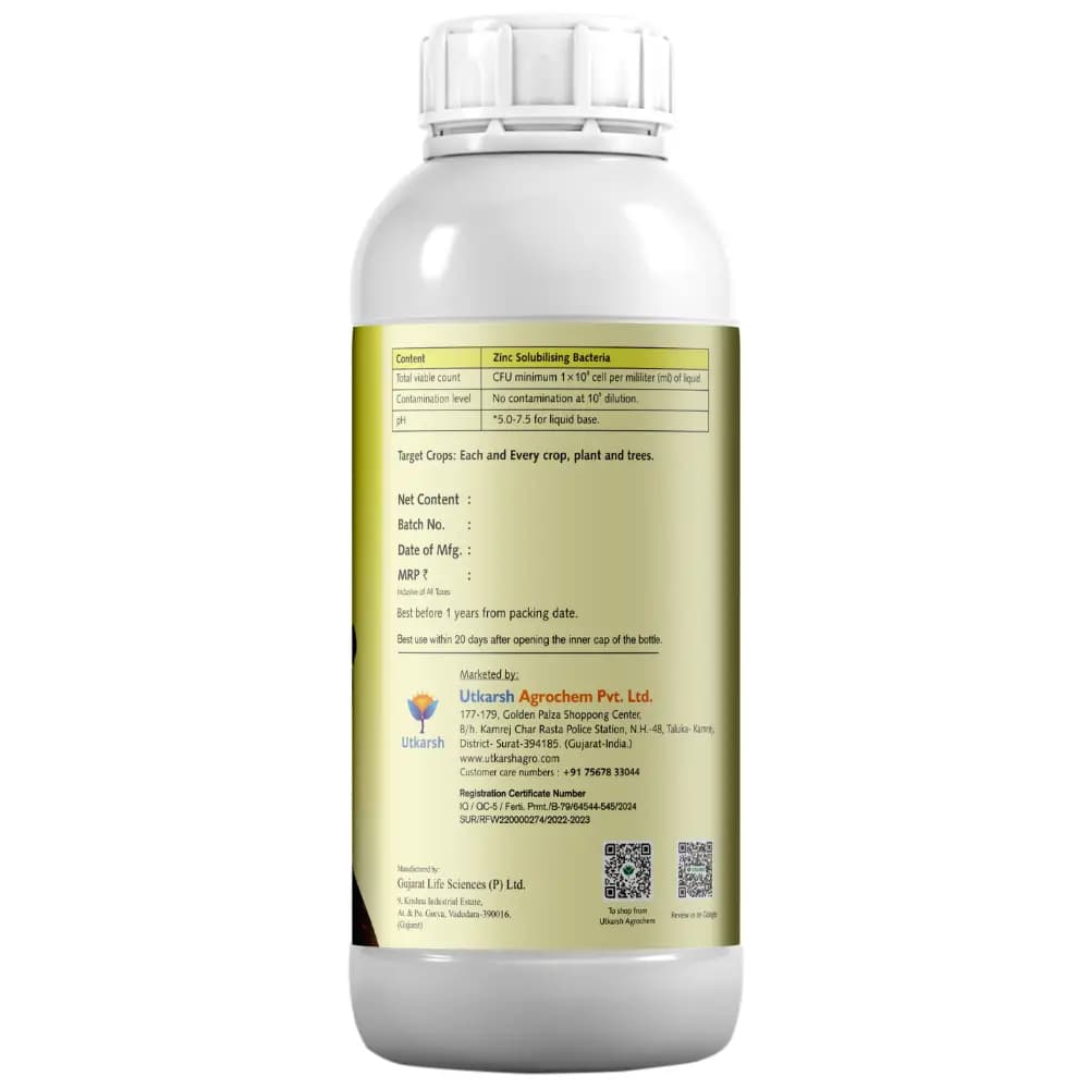 Utkarsh Zincoz (Zinc Solubilizing Microorganism) Biological Fertilizer, Enhances Plant Maturity, Improves Internode Length - Image 4