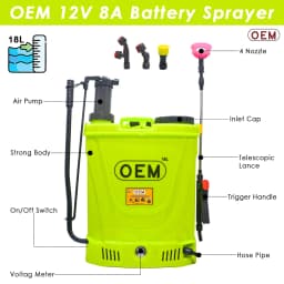 OEM 2 In 1 Manual and Battery Operated Multipurpose Sprayer 12Vx8A (18L Capacity), Agriculture Sprayer Pump, High-Pressure Pesticide Sprayer 2