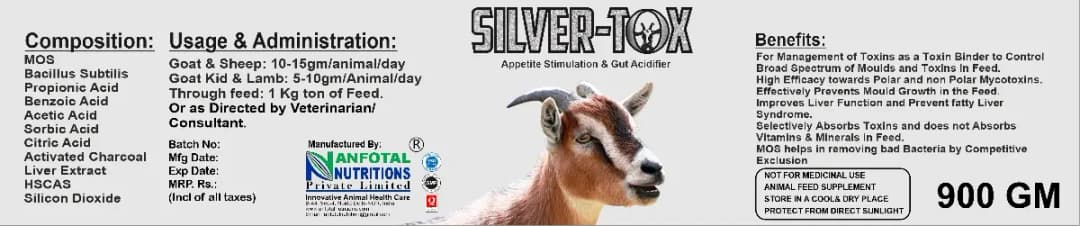 Silver Tox Appetite Stimulation, Gut Acidifier, Toxin Binder for Goat & Sheep, Goat Kid & Lamb, Animal Feed Supplements - Image 2