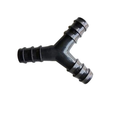 Vasudha Irrigation 16 mm Y Type Tee Connector, For Drip Irrigation Pipe (Black Color) - Image 1