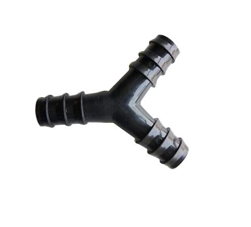 Vasudha Irrigation 16 mm Y Type Tee Connector, For Drip Irrigation Pipe (Black Color)