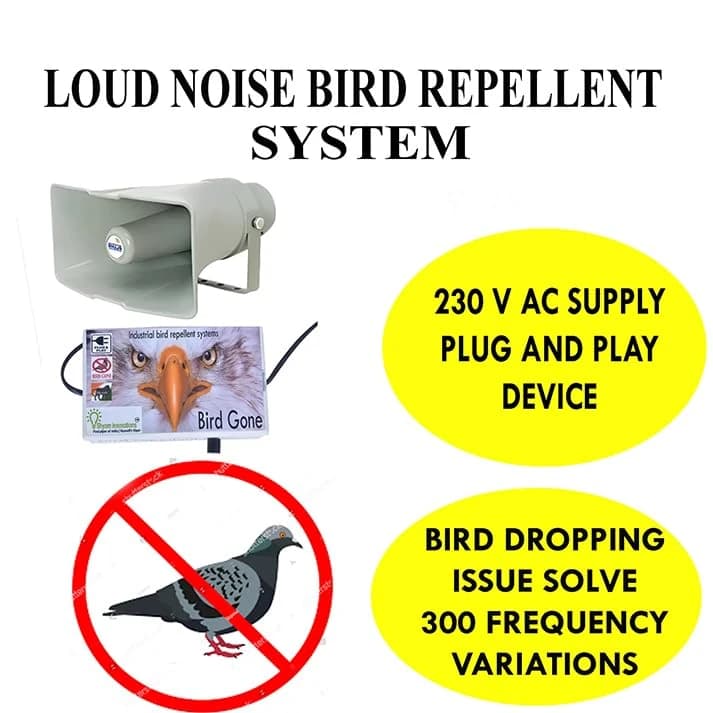 Shyam Industrial Ultrasonic Bird Repellent System, Waterproof, Electric, Loud Sound Device For Pigeons, Bats And Crows (5000 Sq. Ft) - Image 4