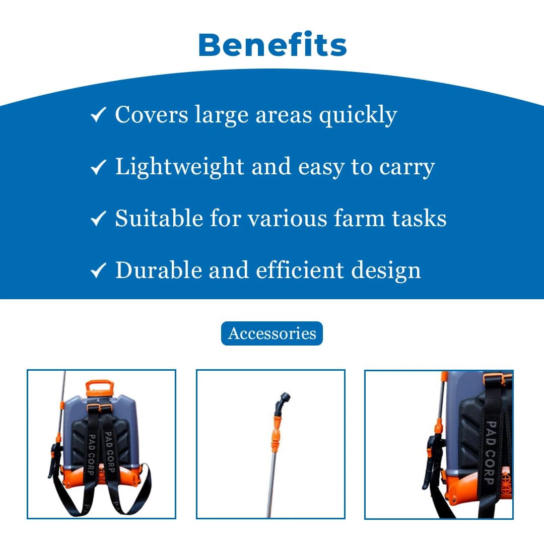 Pad Corp Li-Ion Lithium Battery Sprayer 12 Volt x 14 Amp, 1 Year Battery Warranty, Light Weight, 4.5 LPM Copper Motor, 16 Ltr Tank, Digital Volt Meter - Image 4