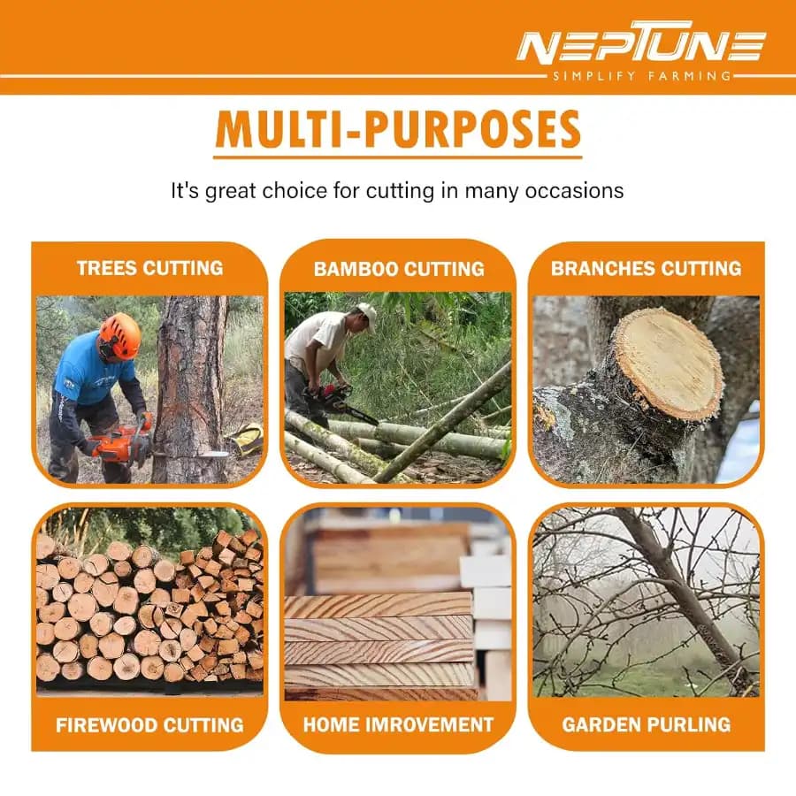 Neptune CS-58M Chain Saw Heavy Duty Powerful Magnesium Body, 58CC, 2 Stroke Petrol, 22inch Blade, Professional Cutting Trees, Garden, Agriculture - Image 5