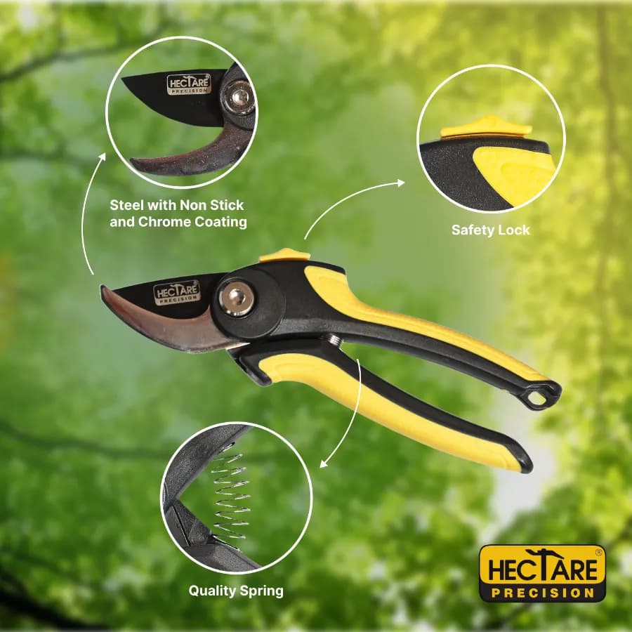 Hectare Precision Garden Pruning Secateur (Bypass Pruner), Plant Cutter For Home Garden, Ensures Smooth And Clean Cuts For Green And Soft Branches. - Image 4