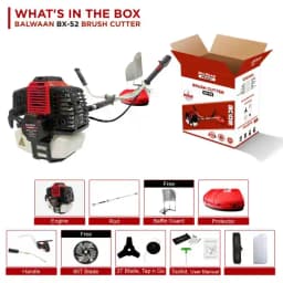 Balwaan BX-52 Brush Cutter, 2 Stroke Side Pack Machine with 52CC Extra Power Torque Engine and 3T Blade 6