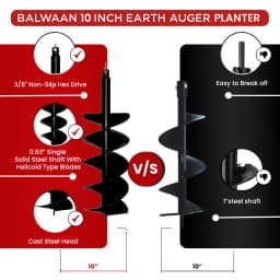 Balwaan PT-10D Double Spiral Planter, 10 Inch Earth Auger, Heavy-Duty, Faster Drilling And Durable 7